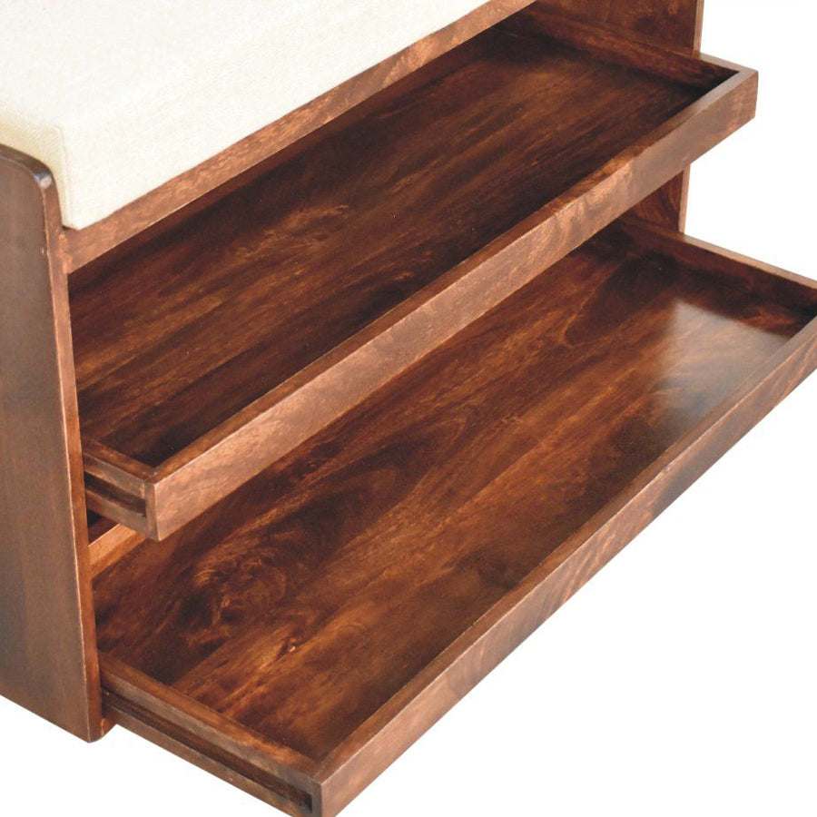 Artisan - California Walnut & Mud Linen Pull Out Shoe Bench