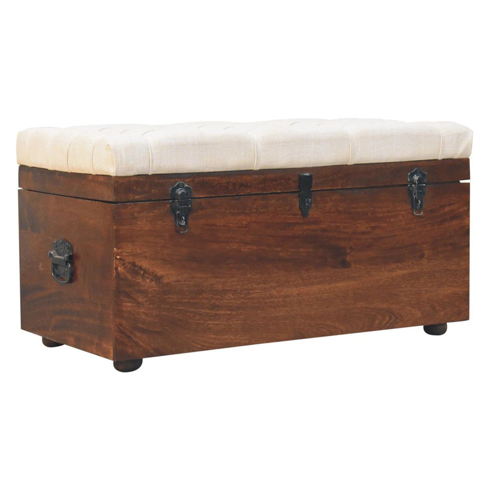 Artisan - California Walnut White Linen Storage Trunk