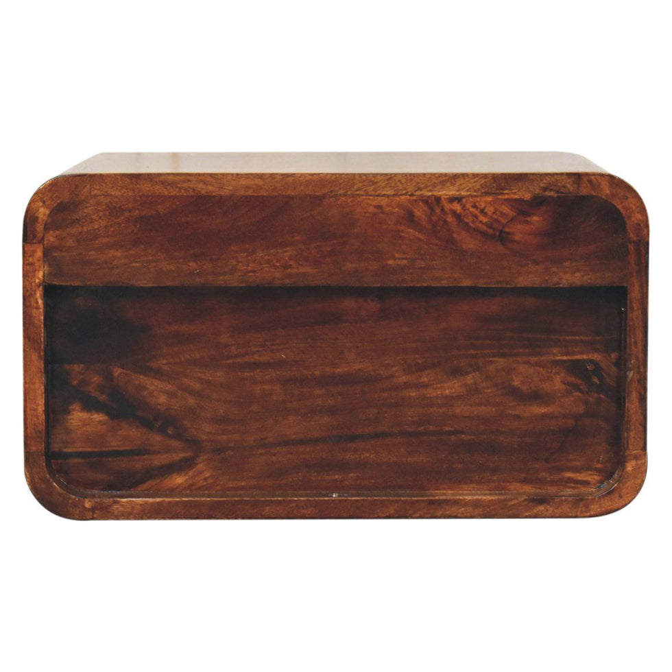 Artisan - Curved California Walnut Wall Mounted Bedside