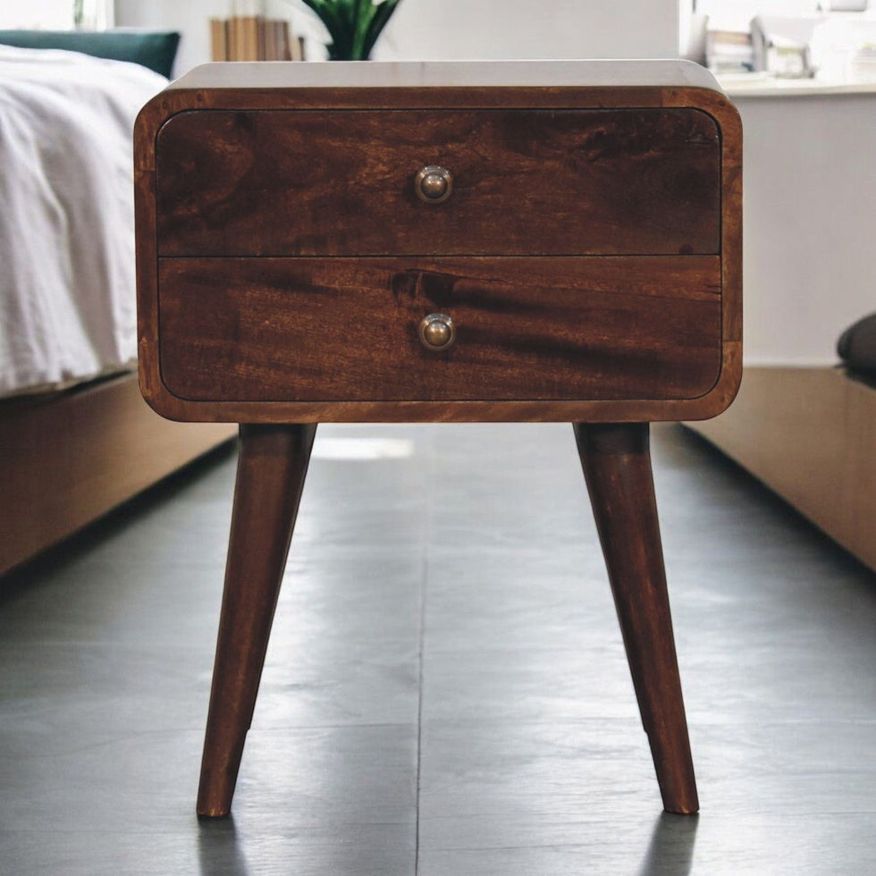 Artisan - Curved California Walnut Bedside