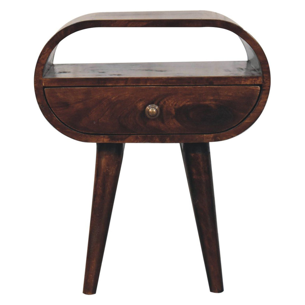 Artisan - California Walnut Circular Bedside With Open Slot