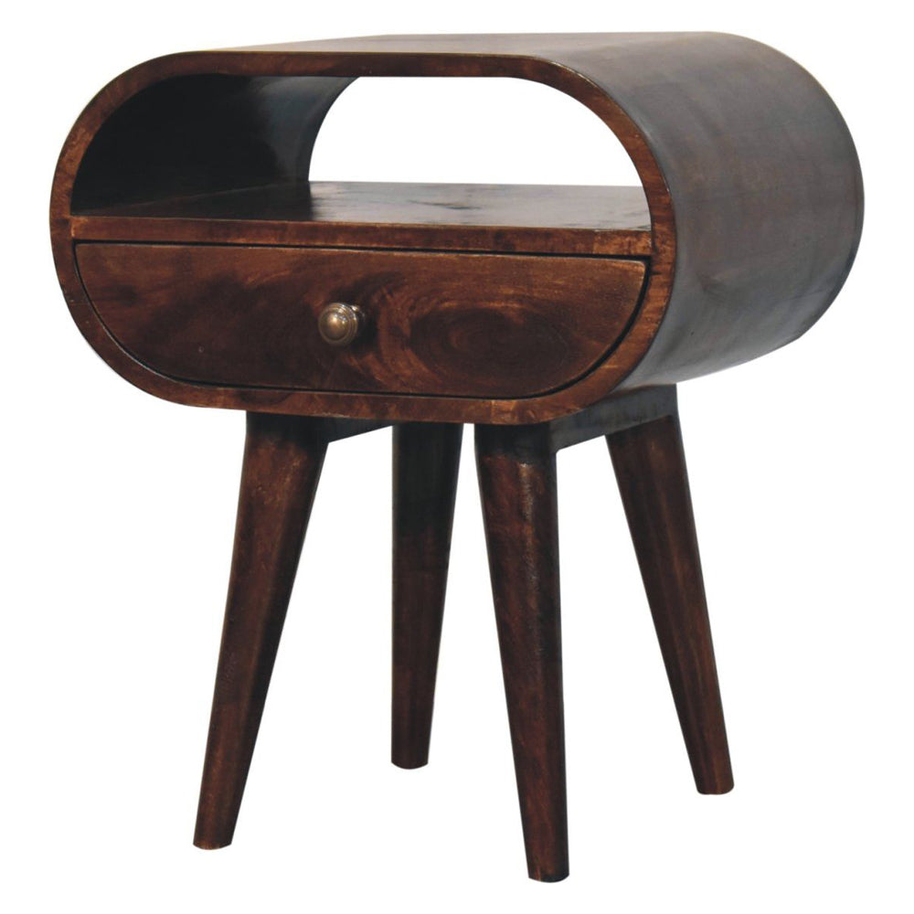 Artisan - California Walnut Circular Bedside With Open Slot
