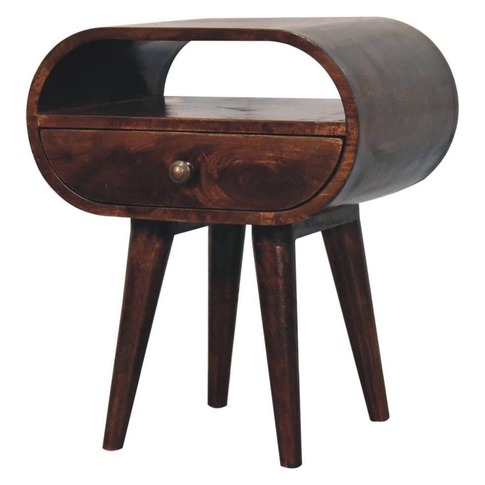 Artisan - California Walnut Circular Bedside With Open Slot