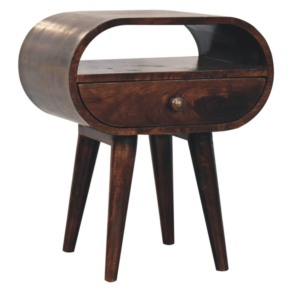 Artisan - California Walnut Circular Bedside With Open Slot
