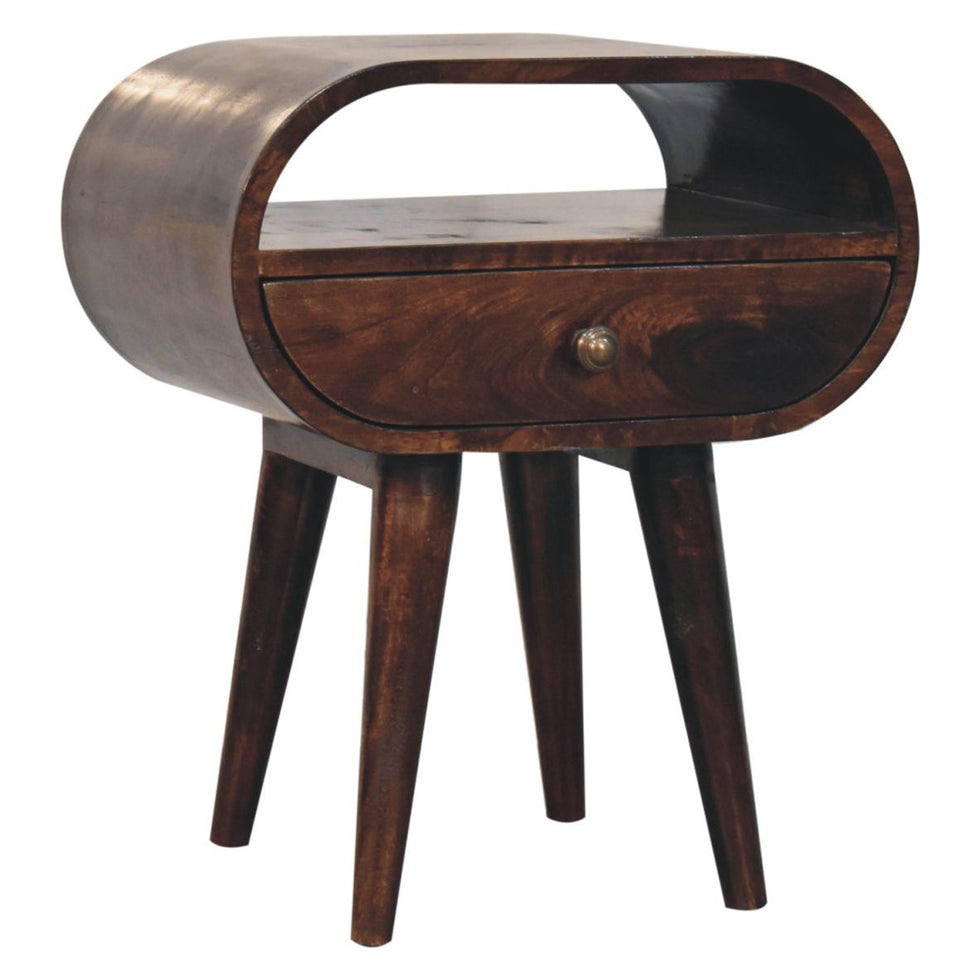 Artisan - California Walnut Circular Bedside With Open Slot