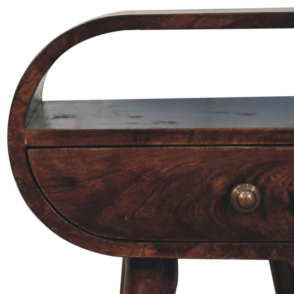 Artisan - California Walnut Circular Bedside With Open Slot