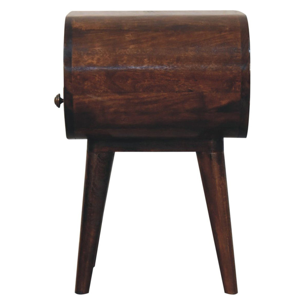 Artisan - California Walnut Circular Bedside With Open Slot
