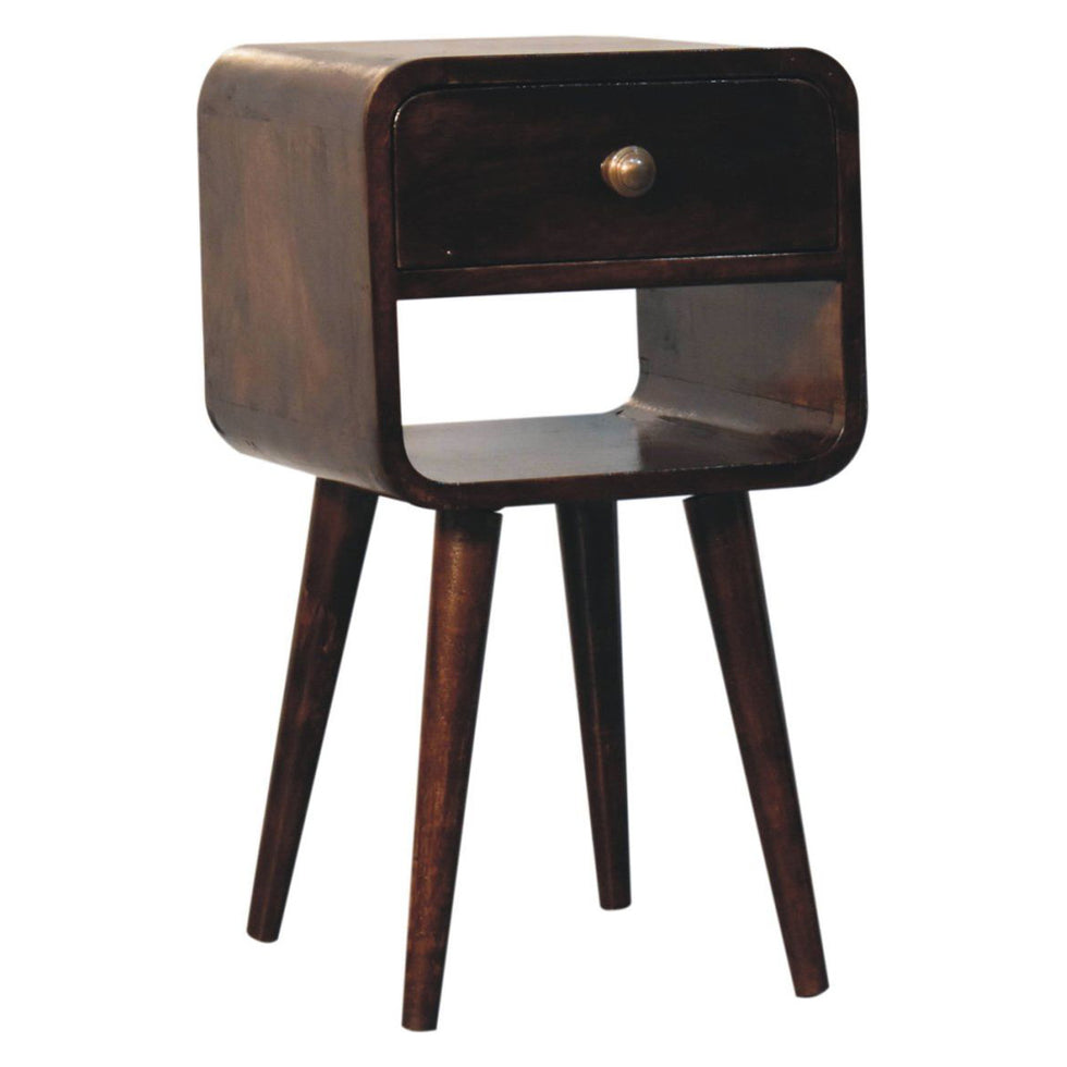 Artisan - Mini California Walnut Curved Bedside With Lower Slot