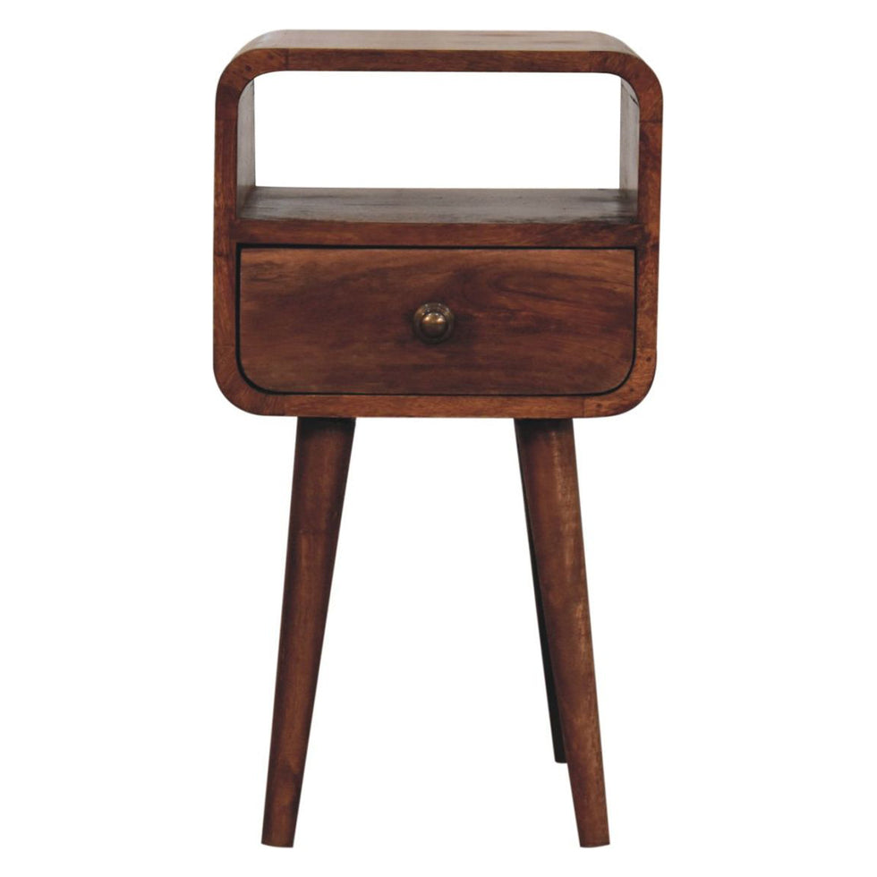 Artisan - Mini Honey Caramel Curved Bedside With Open Slot