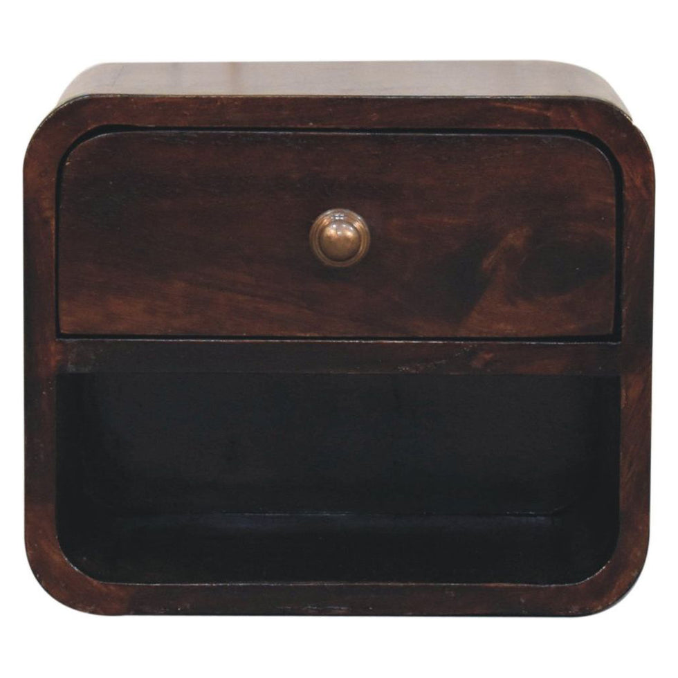 Artisan - Mini Curved California Walnut Wall Mounted Bedside With Open Slot