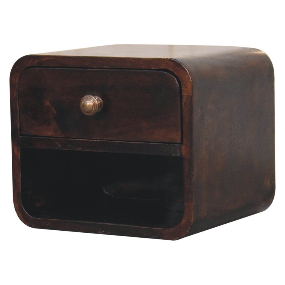 Artisan - Mini Curved California Walnut Wall Mounted Bedside With Open Slot