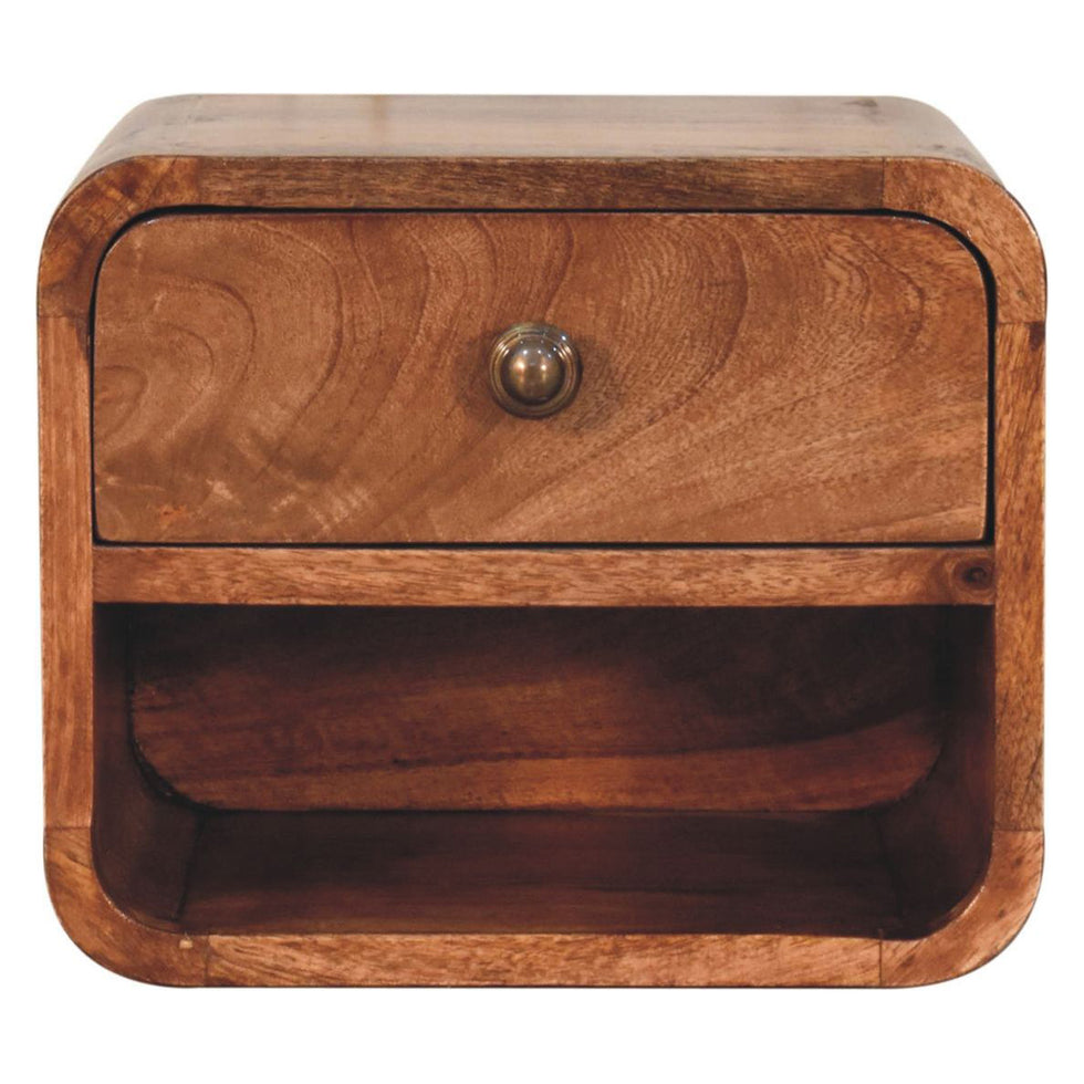 Artisan - Mini Honey Caramel Wall Mounted Bedside With Open Slot