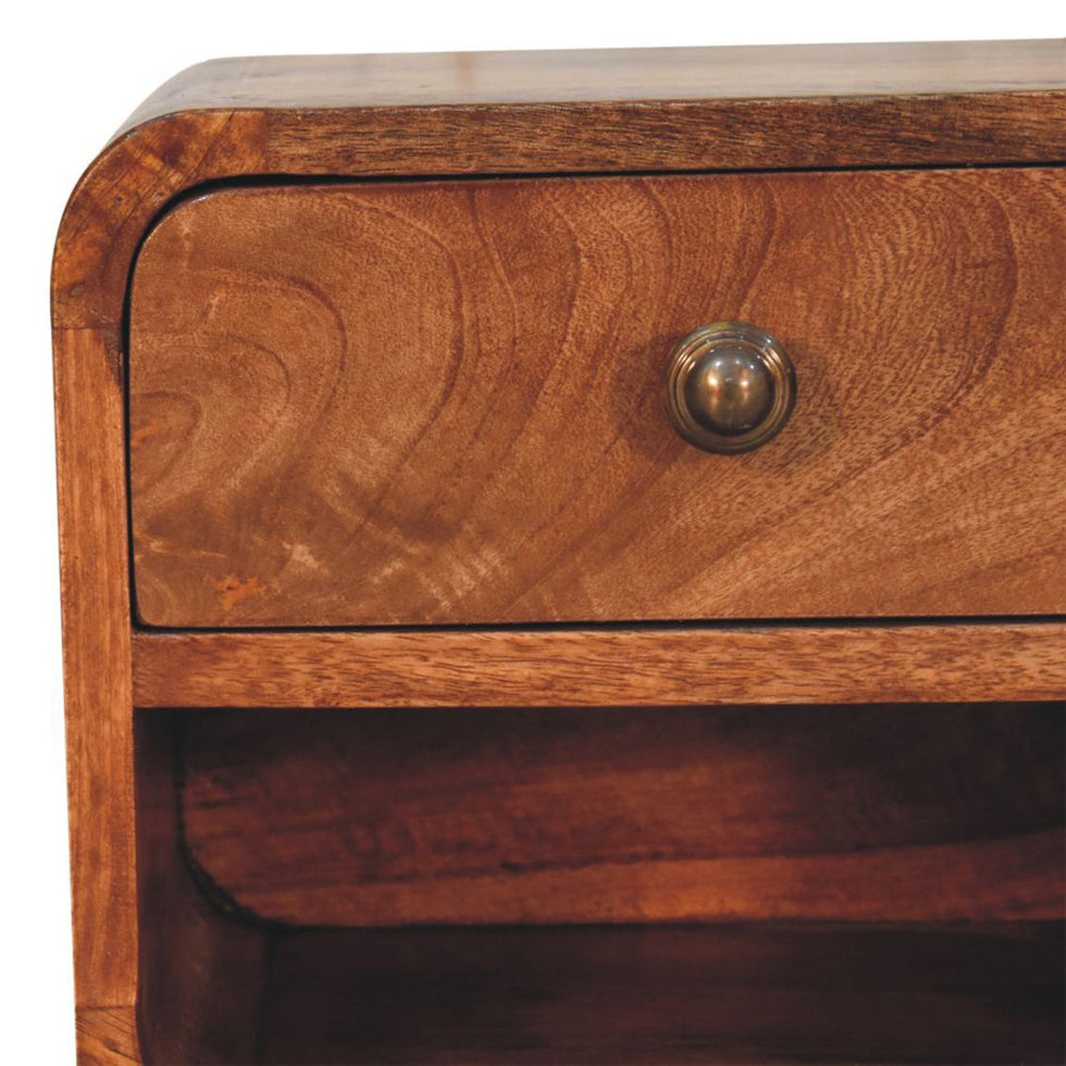 Artisan - Mini Honey Caramel Wall Mounted Bedside With Open Slot