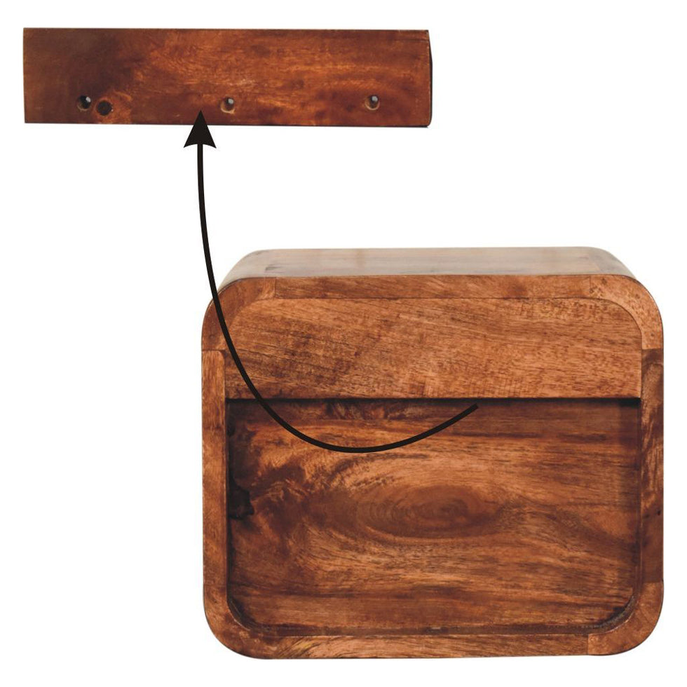 Artisan - Mini Honey Caramel Wall Mounted Bedside With Open Slot