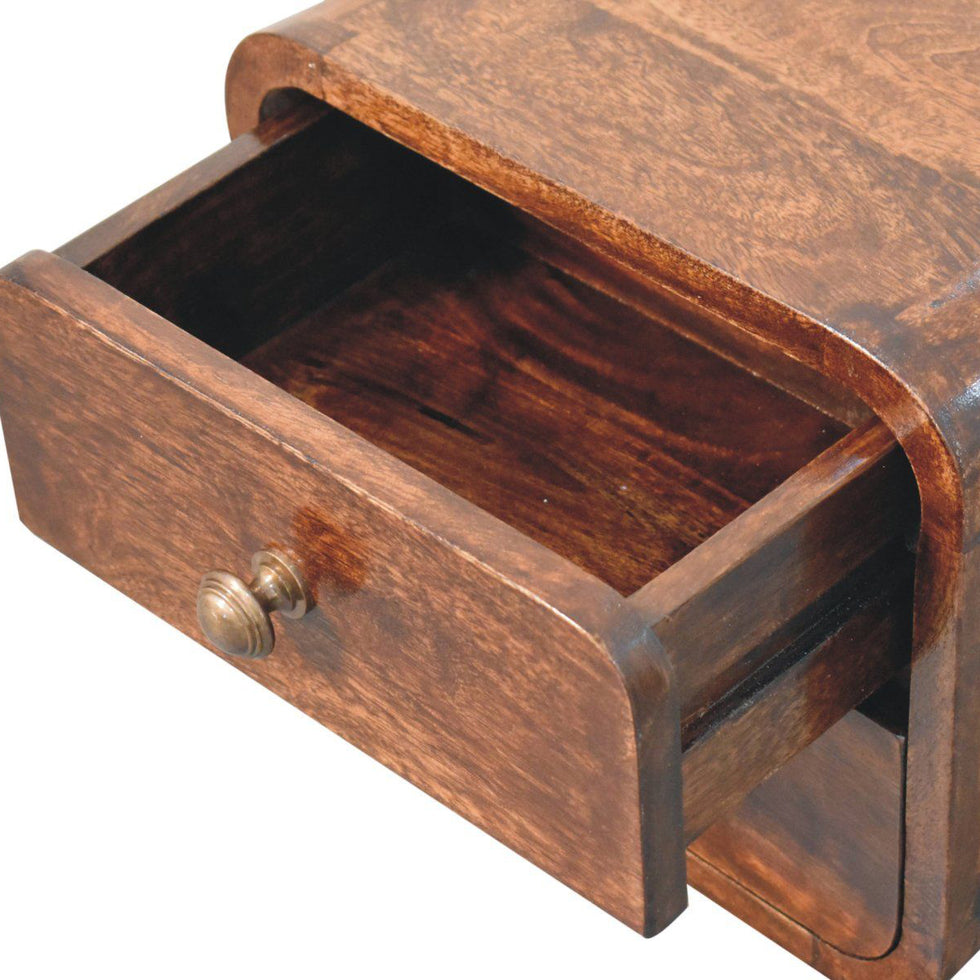 Artisan - Mini Curved California Walnut Wall Mounted Bedside