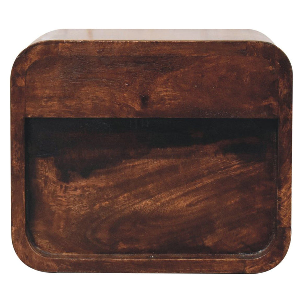 Artisan - Mini Curved California Walnut Wall Mounted Bedside