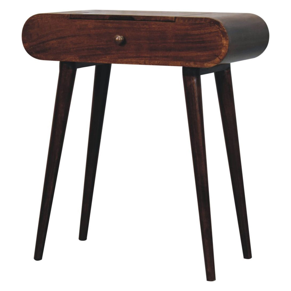 Artisan - Mini California Walnut Dressing Table With Foldable Mirror
