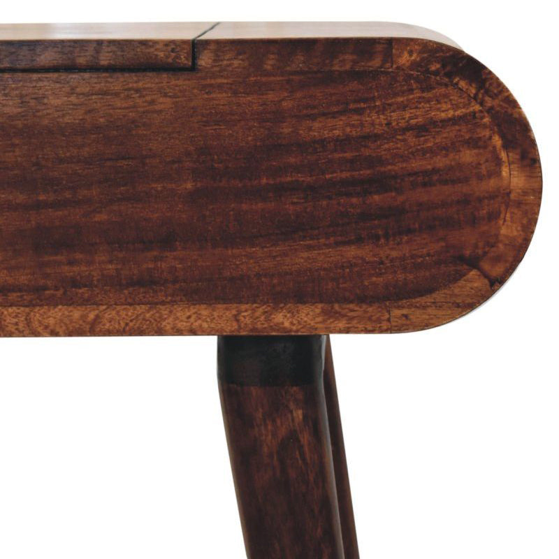 Artisan - Mini California Walnut Dressing Table With Foldable Mirror