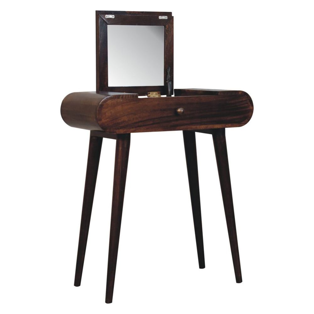 Artisan - Mini California Walnut Dressing Table With Foldable Mirror