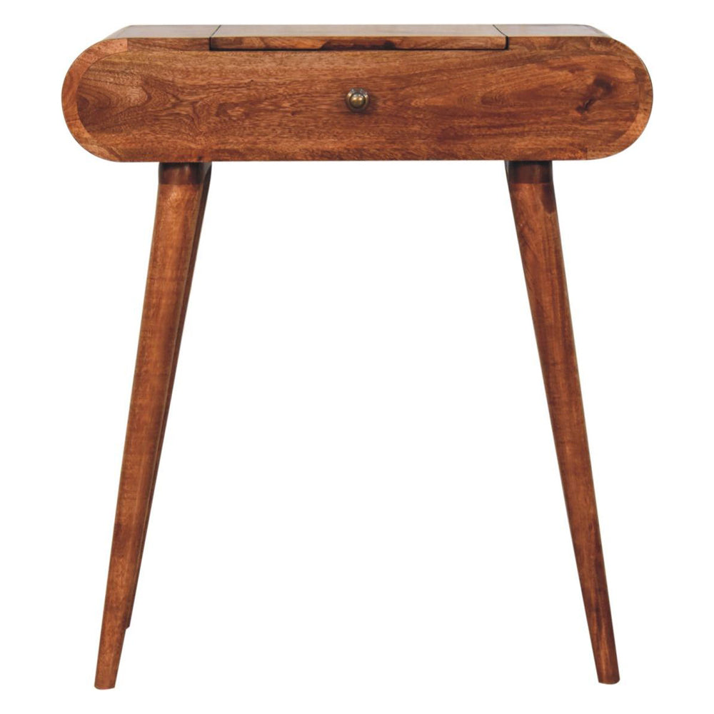 Artisan - Mini Honey Caramel Dressing Table With Foldable Mirror