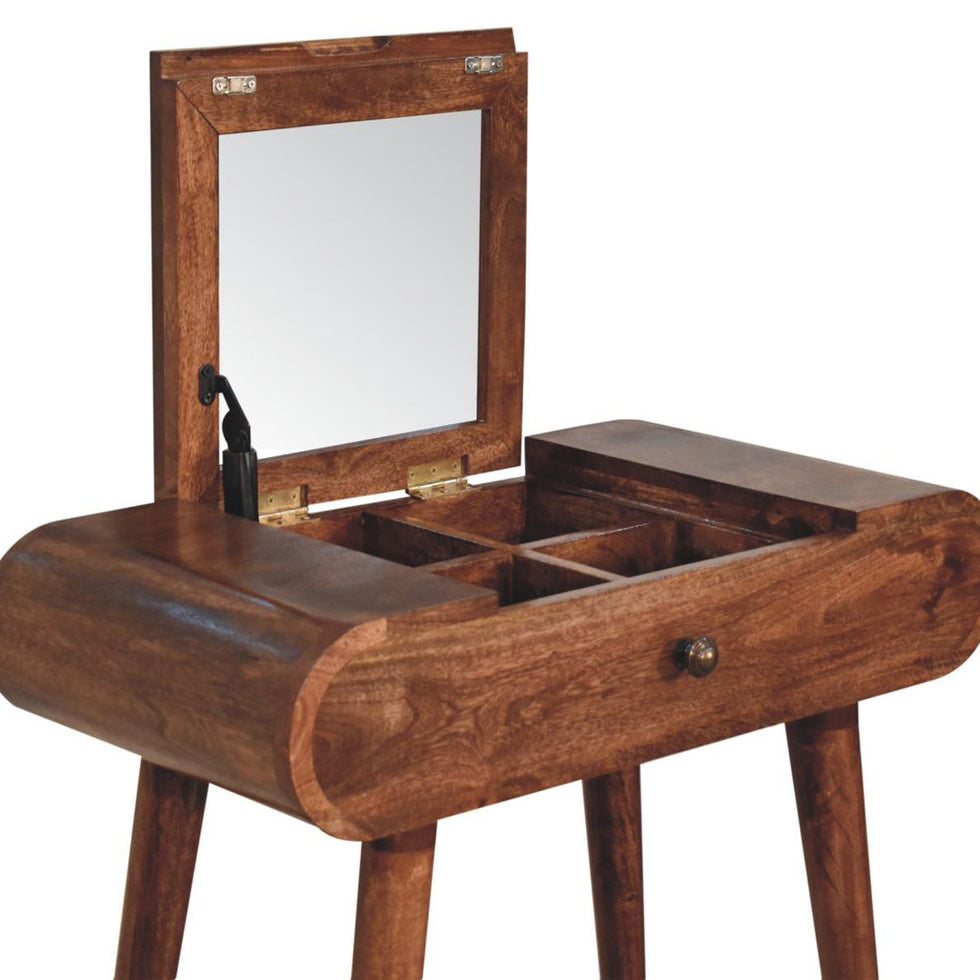 Artisan - Mini Honey Caramel Dressing Table With Foldable Mirror