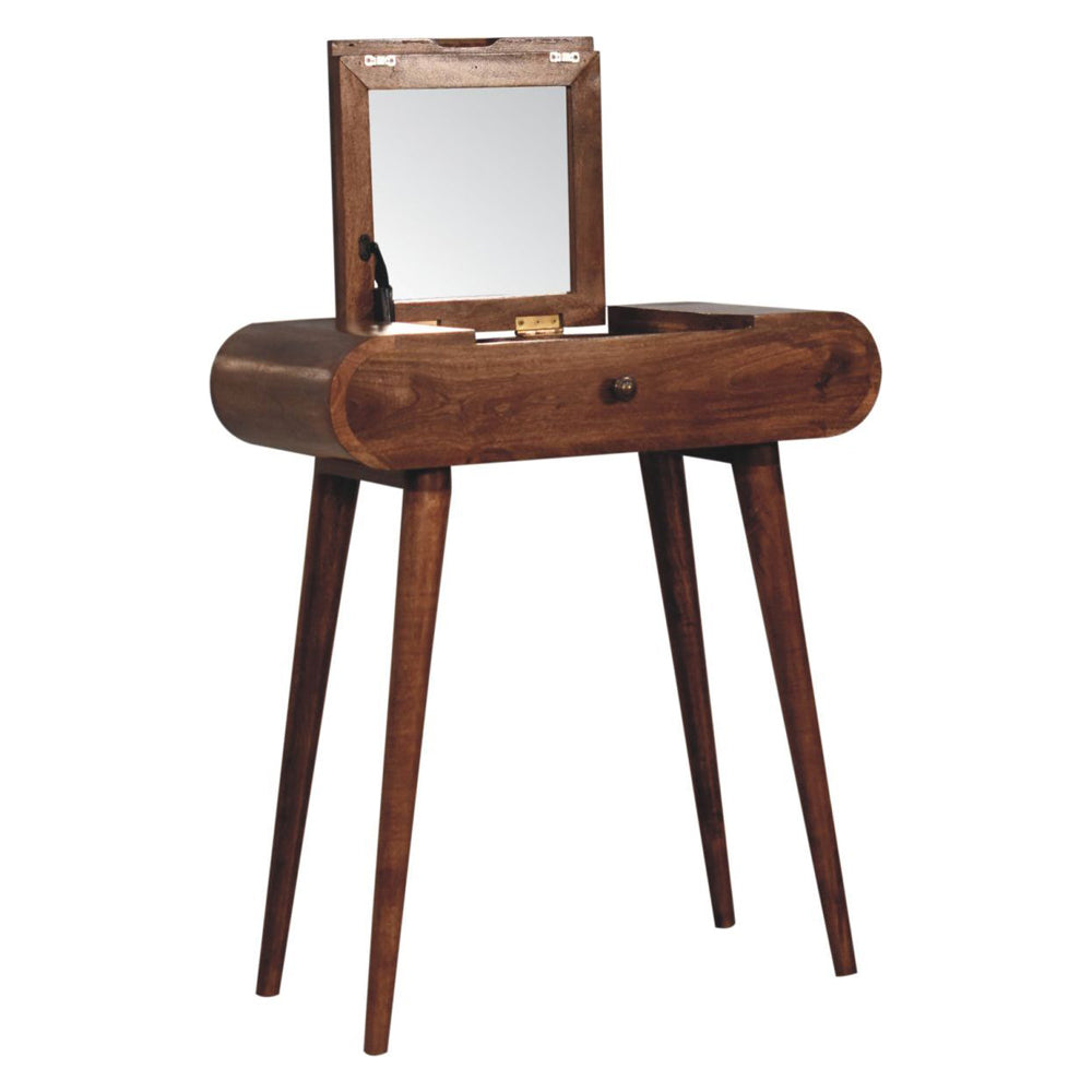 Artisan - Mini Honey Caramel Dressing Table With Foldable Mirror