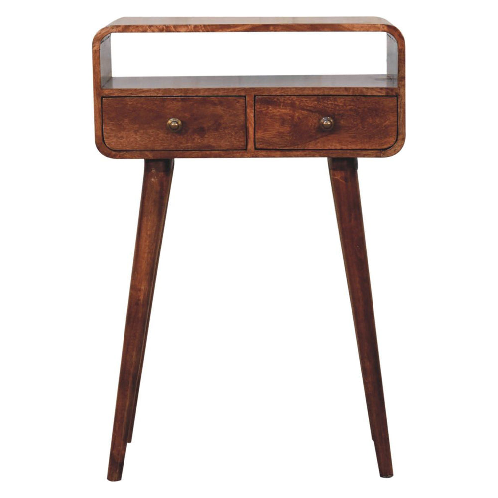 Artisan - Mini Curved Honey Caramel Console Table