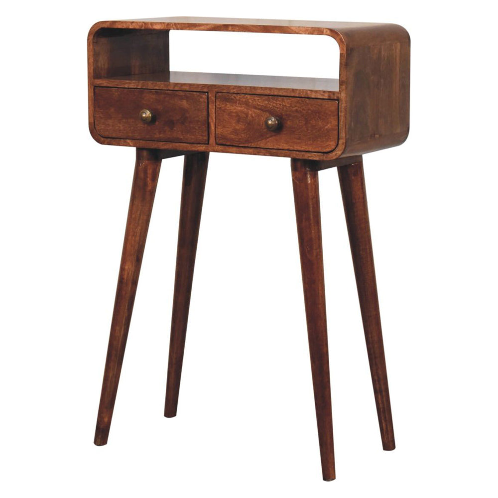 Artisan - Mini Curved Honey Caramel Console Table