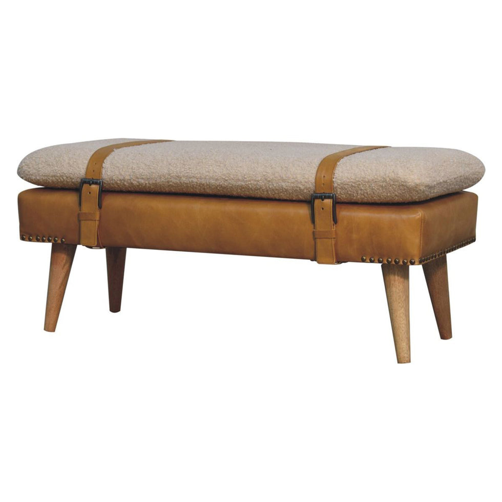 Artisan - Bouclé Buffalo Hide Leather Bench