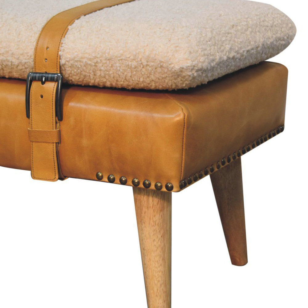 Artisan - Bouclé Buffalo Hide Leather Bench