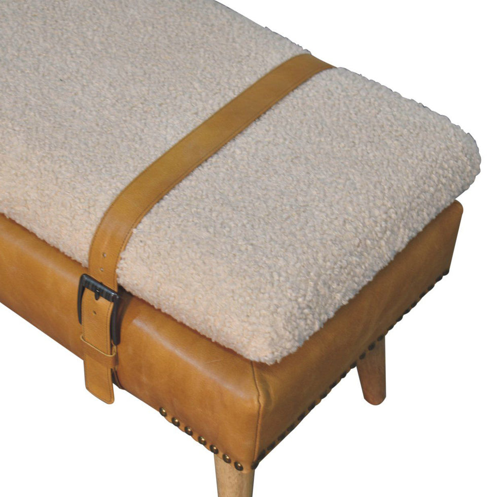 Artisan - Bouclé Buffalo Hide Leather Bench
