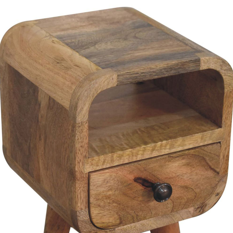 Artisan - Extra Mini Oakish Curve Open Slot Bedside