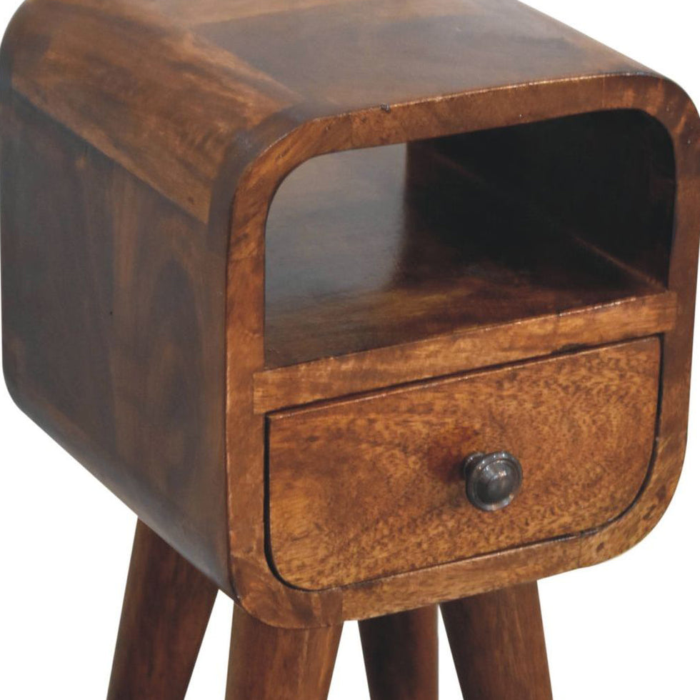 Artisan - Extra Mini Chestnut Curve Open Slot Bedside