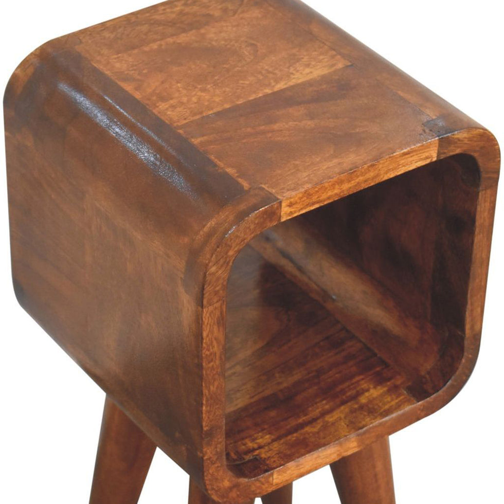 Artisan - Extra Mini Minimalist Open Curved Chestnut Bedside