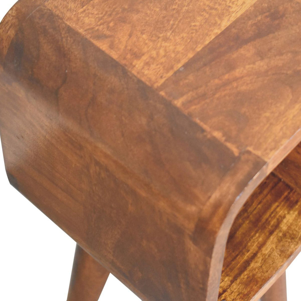 Artisan - Extra Mini Minimalist Open Curved Chestnut Bedside