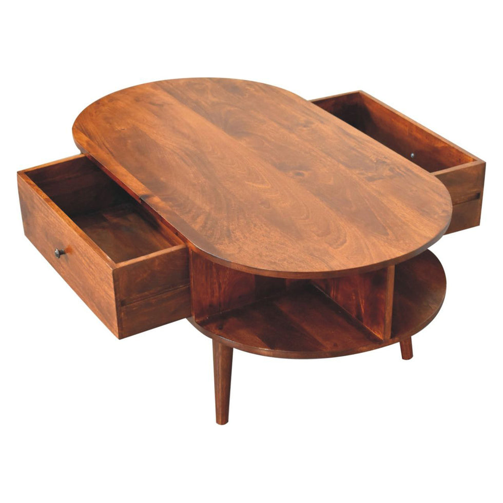 Artisan - Chestnut Oval Coffee Table With 2 Drawer