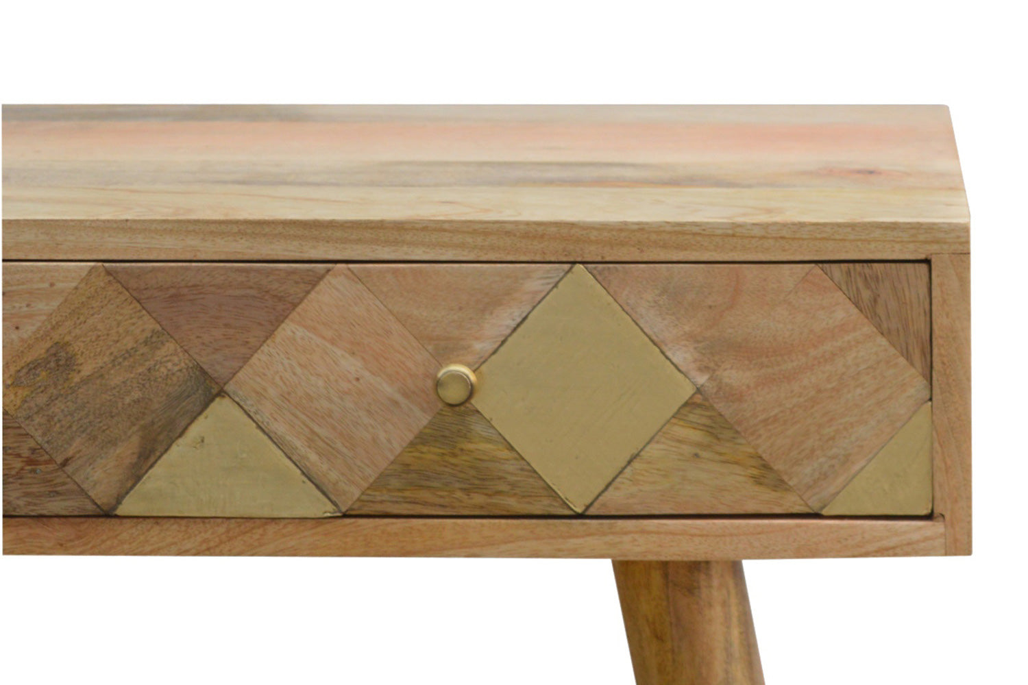 Artisan - Oak-ish Gold Brass Inlay Console Table