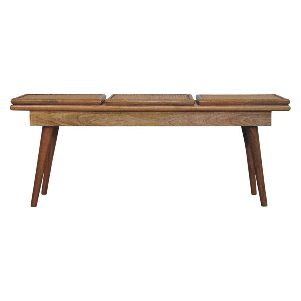 Artisan - Larissa Triple Accent Oak-Ish Cane Bench