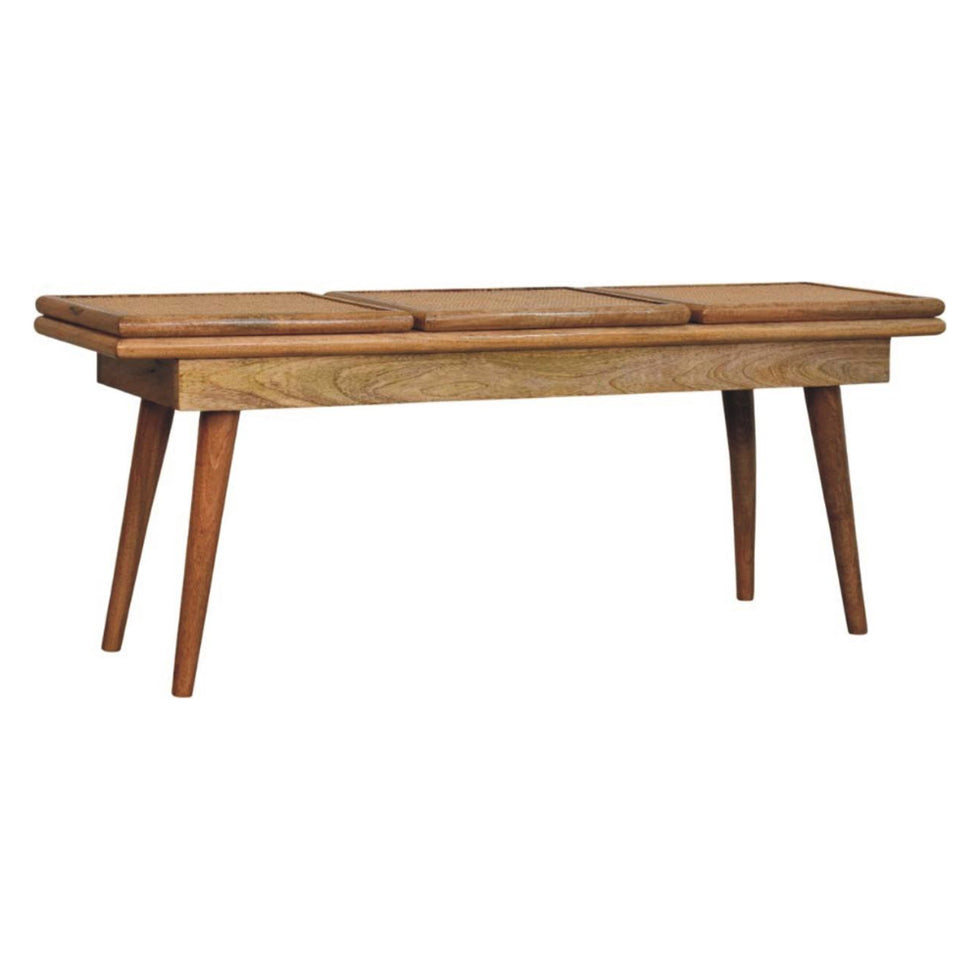 Artisan - Larissa Triple Accent Oak-Ish Cane Bench