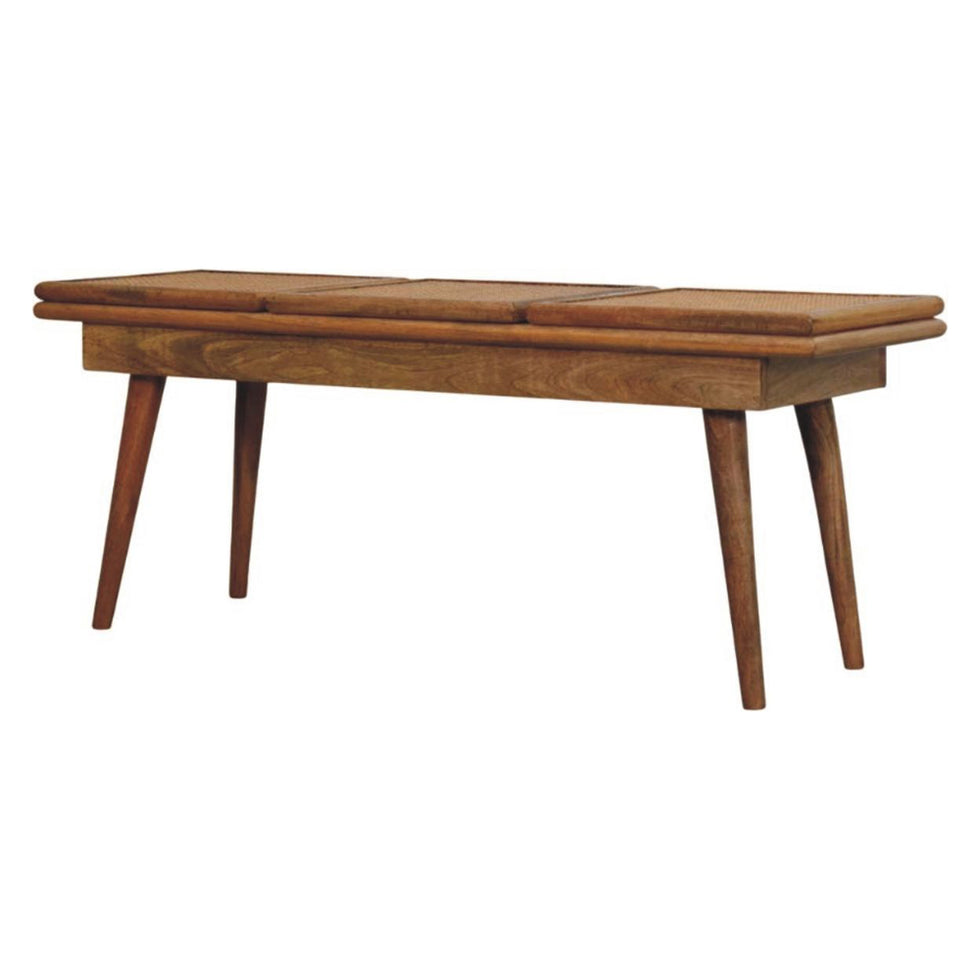 Artisan - Larissa Triple Accent Oak-Ish Cane Bench