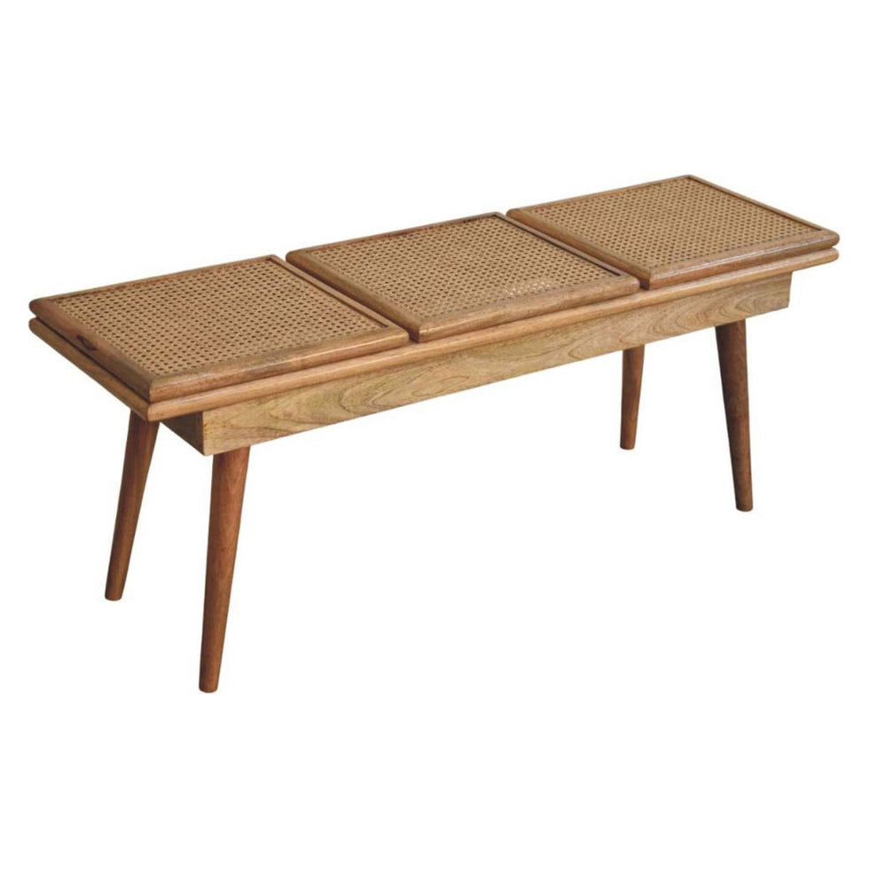 Artisan - Larissa Triple Accent Oak-Ish Cane Bench