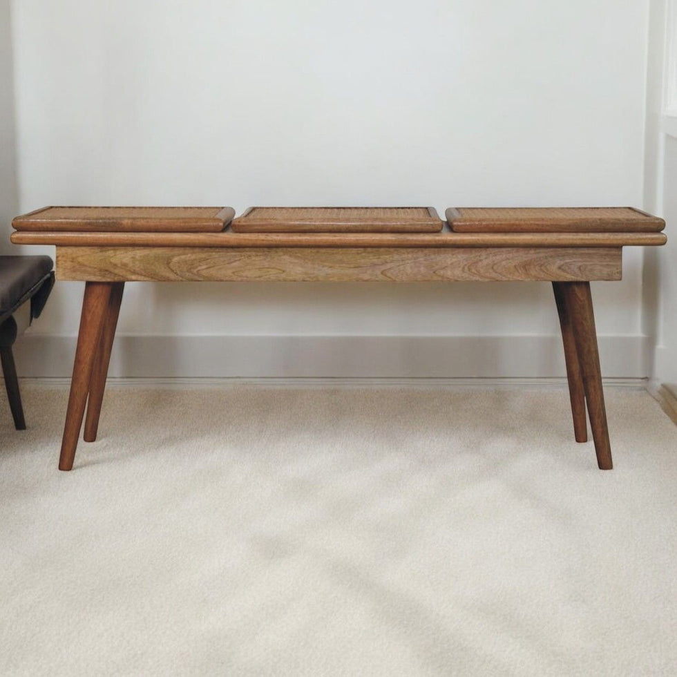 Artisan - Larissa Triple Accent Oak-Ish Cane Bench