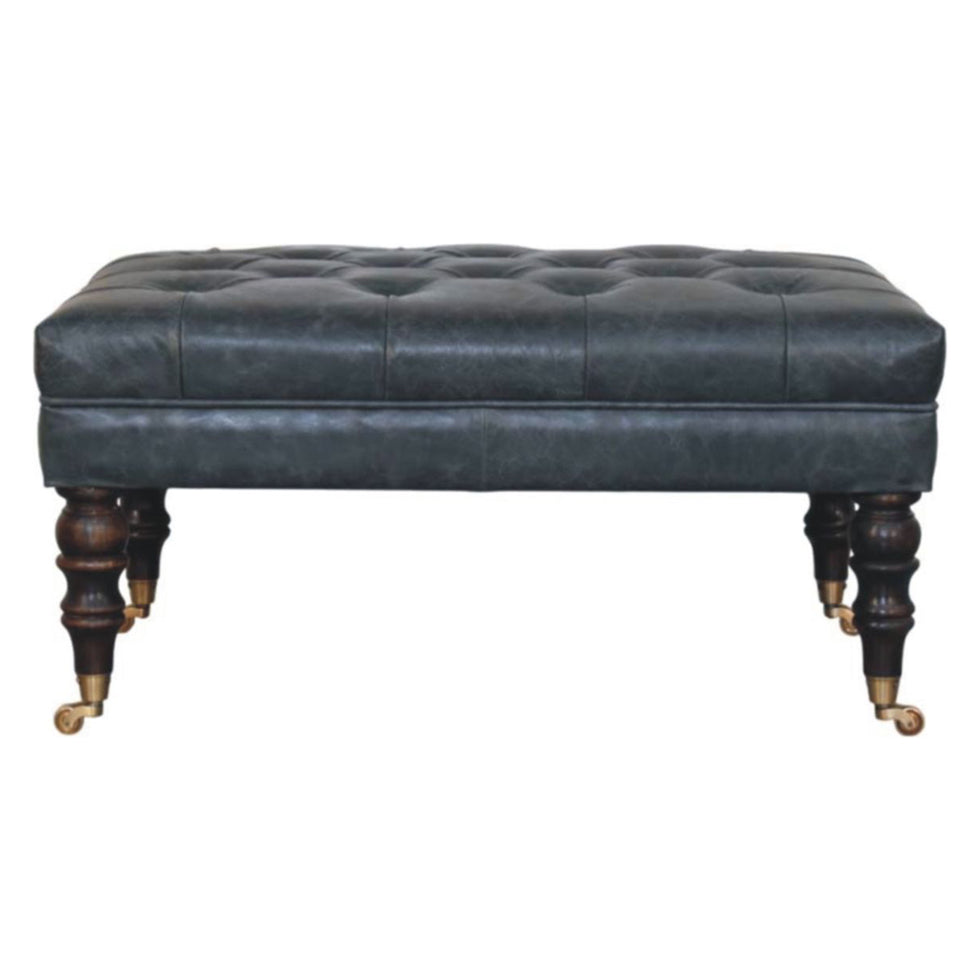Artisan - Buffalo Leather Ottoman With Castor Legs
