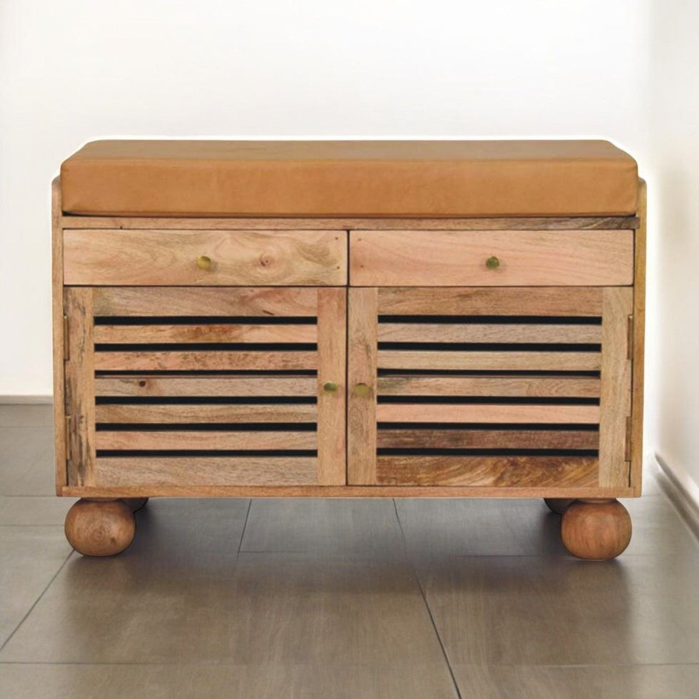 Artisan - Shutter Oak-Ish Shoe Rack With 2 Drawers