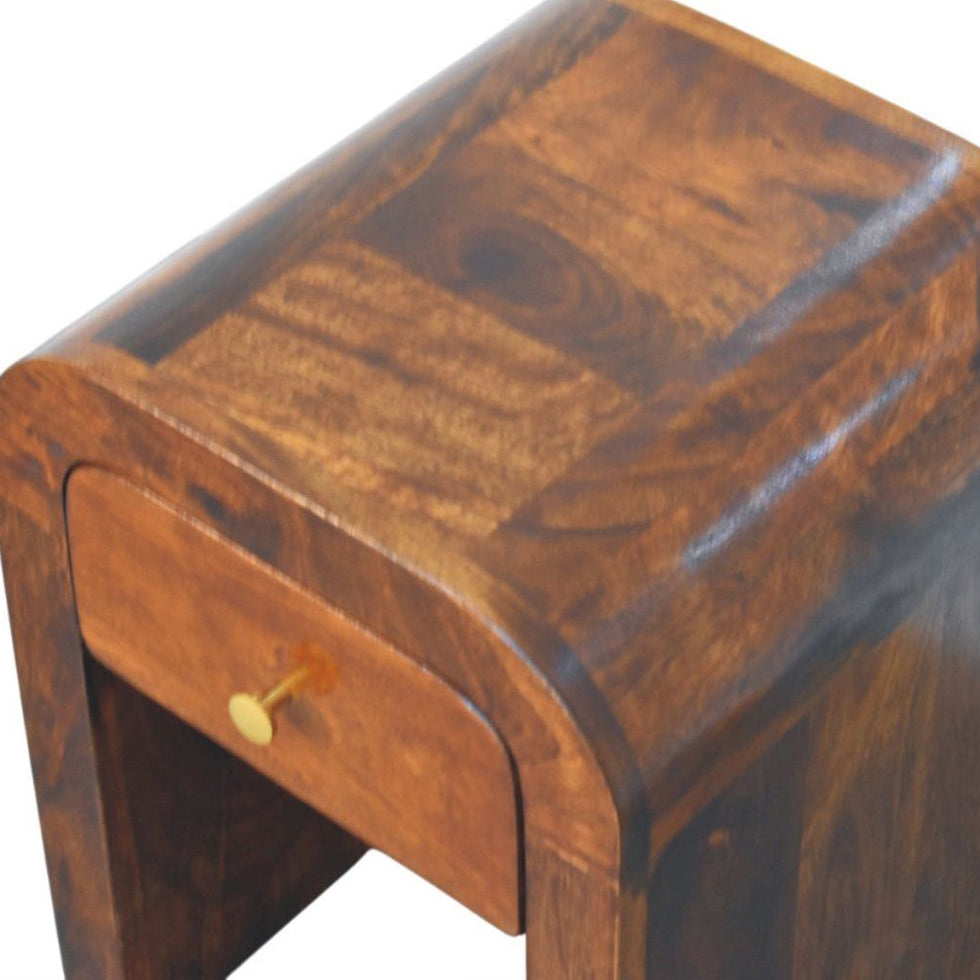 Artisan - Mini Darcy Chestnut Nightstand With Curved Edges