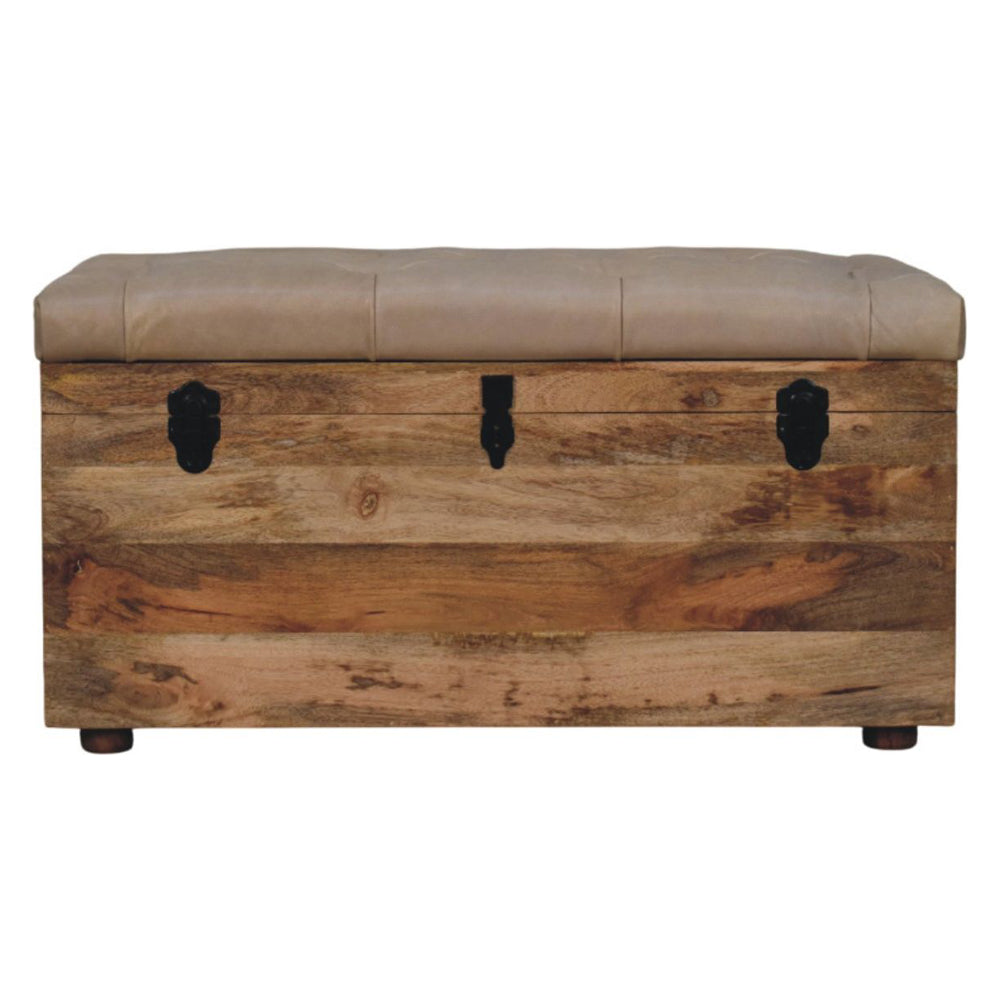 Artisan - Beige Buffalo Hide Leather Storage Trunk