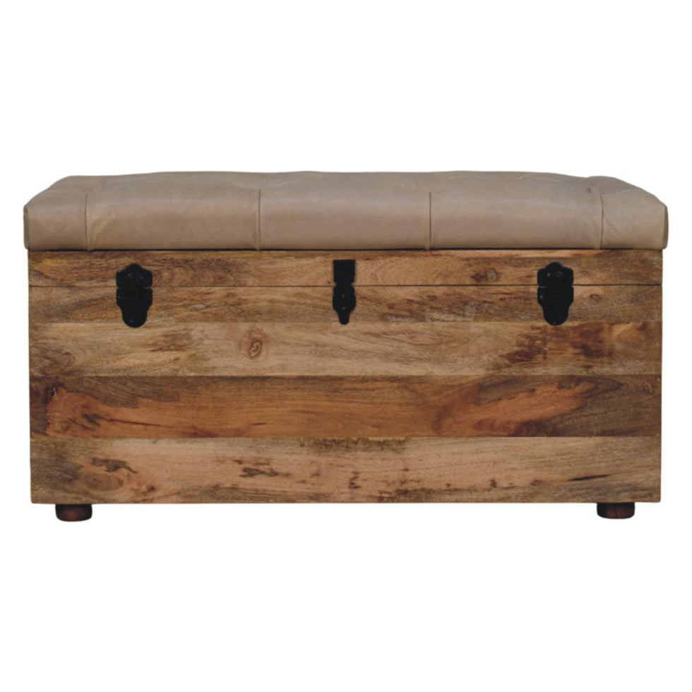 Artisan - Beige Buffalo Hide Leather Storage Trunk