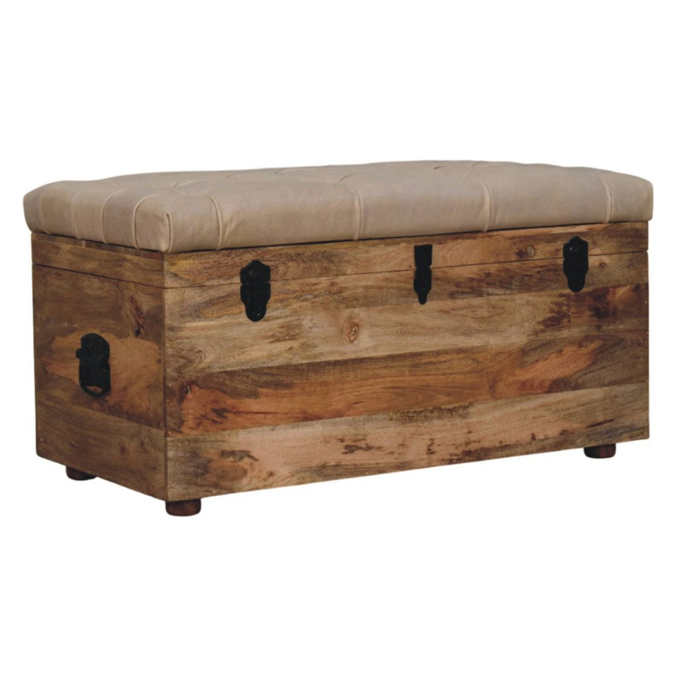 Artisan - Beige Buffalo Hide Leather Storage Trunk