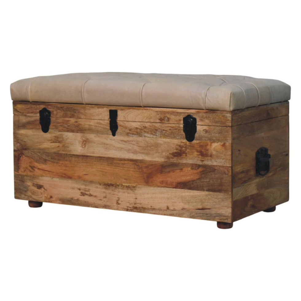Artisan - Beige Buffalo Hide Leather Storage Trunk