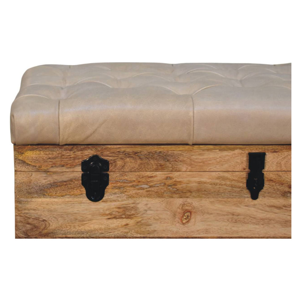 Artisan - Beige Buffalo Hide Leather Storage Trunk